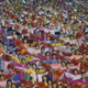 People take part in a performance during the celebrations for the National Liberation Day in the city of Pyongyang, North Korea August 15, 2005. Picture taken August 15, 2005.